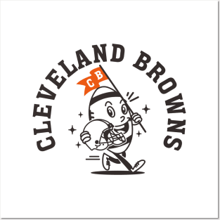 Cleveland Browns mascot black orange Posters and Art